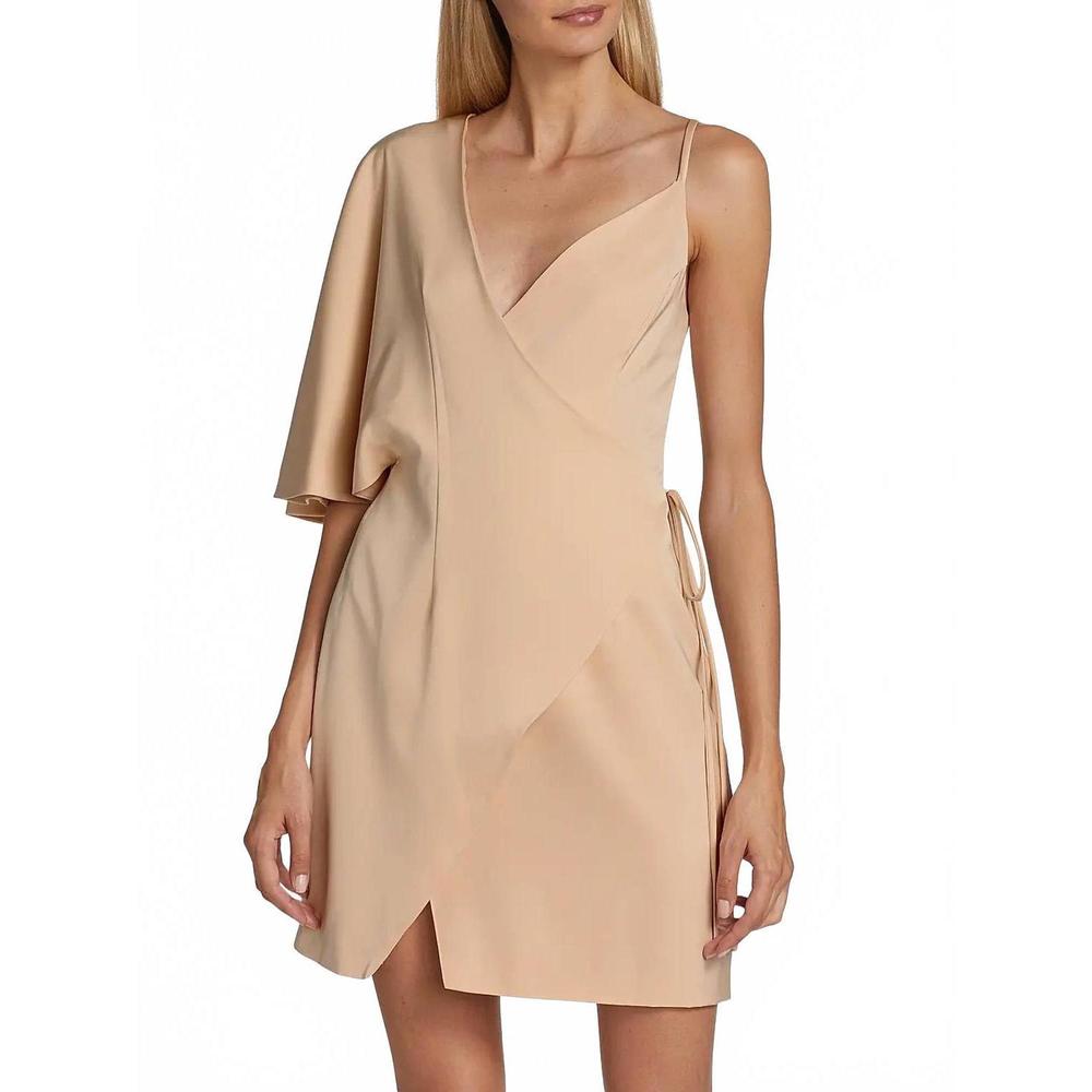 NEW KIMBERLY GOLDSON laurel wrap silhouette flutter sleeve mini dress in bone